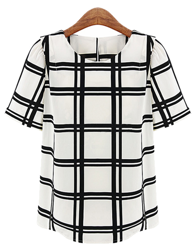 Black And White Grid Fashion Coat on Luulla